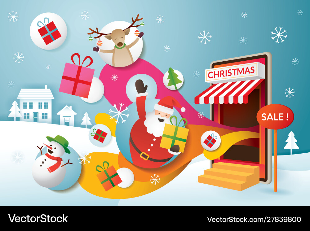 Christmas Shopping Celebration Vector Image