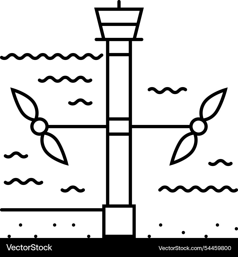 Current generator tidal power line icon Vector Image