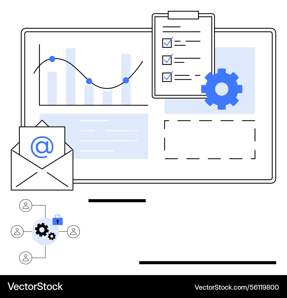 Data analysis dashboard with charts checklist Data analysis dashboard with charts checklist vector image