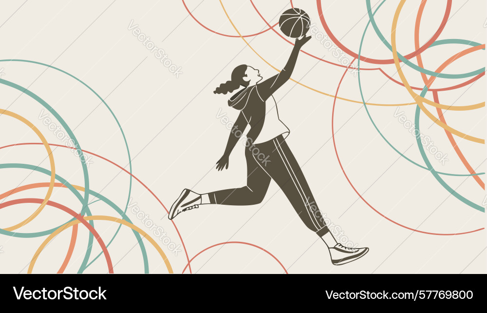 Dynamic basketball player in action with lines vector image