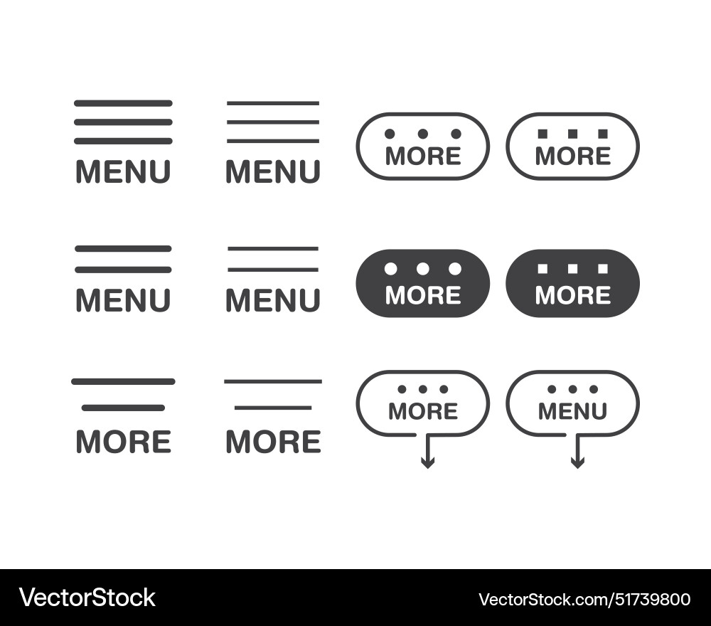 Hamburger menu icon buttons for website ui Hamburger menu icon buttons for website ui vector image