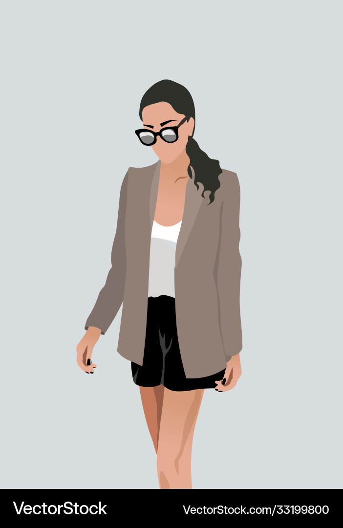 Pretty young woman in white blouse black shorts Pretty young woman in white blouse black shorts vector image