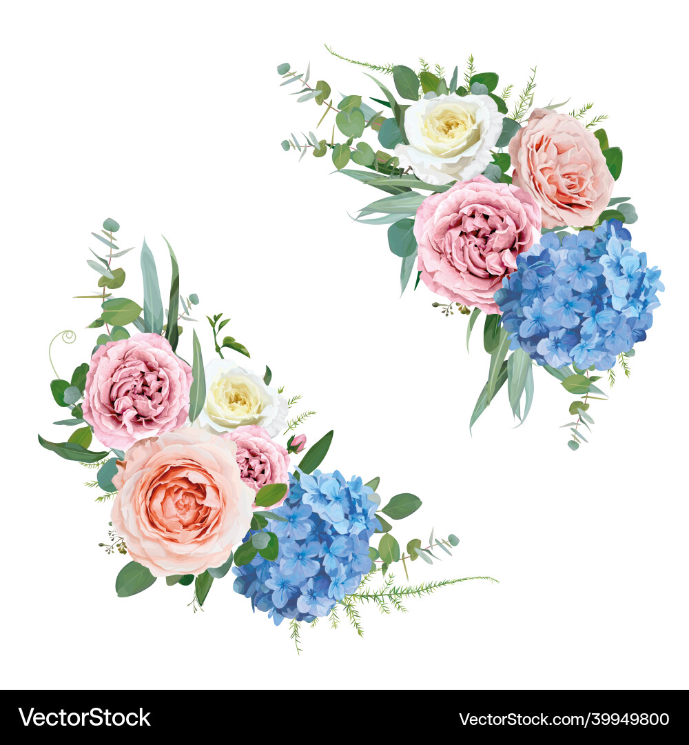 Watercolor Floral Bouquet Set vector image