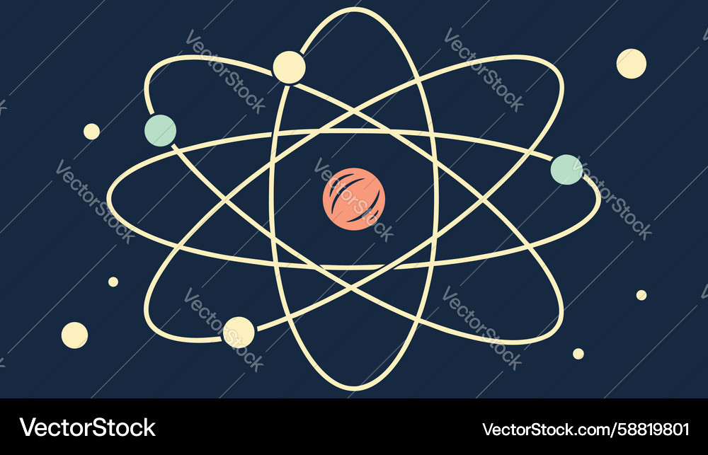 Abstract atom with swirling orbit lines dynamic Vector Image