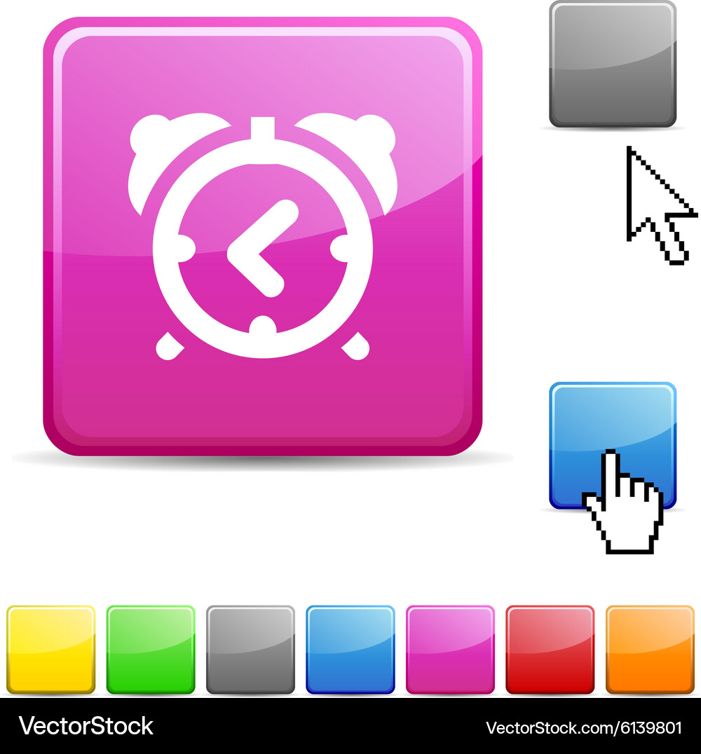 Alarm-clock glossy button Vector Image