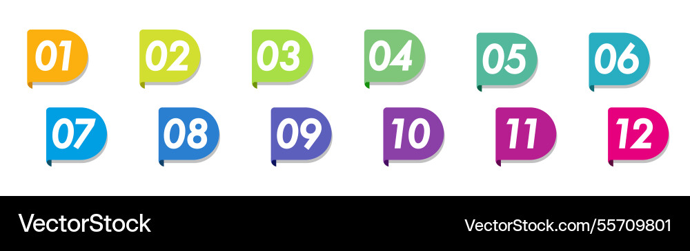 Bullet points numbers from 1 to 12 list markers Bullet points numbers from 1 to 12 list markers Vector Image