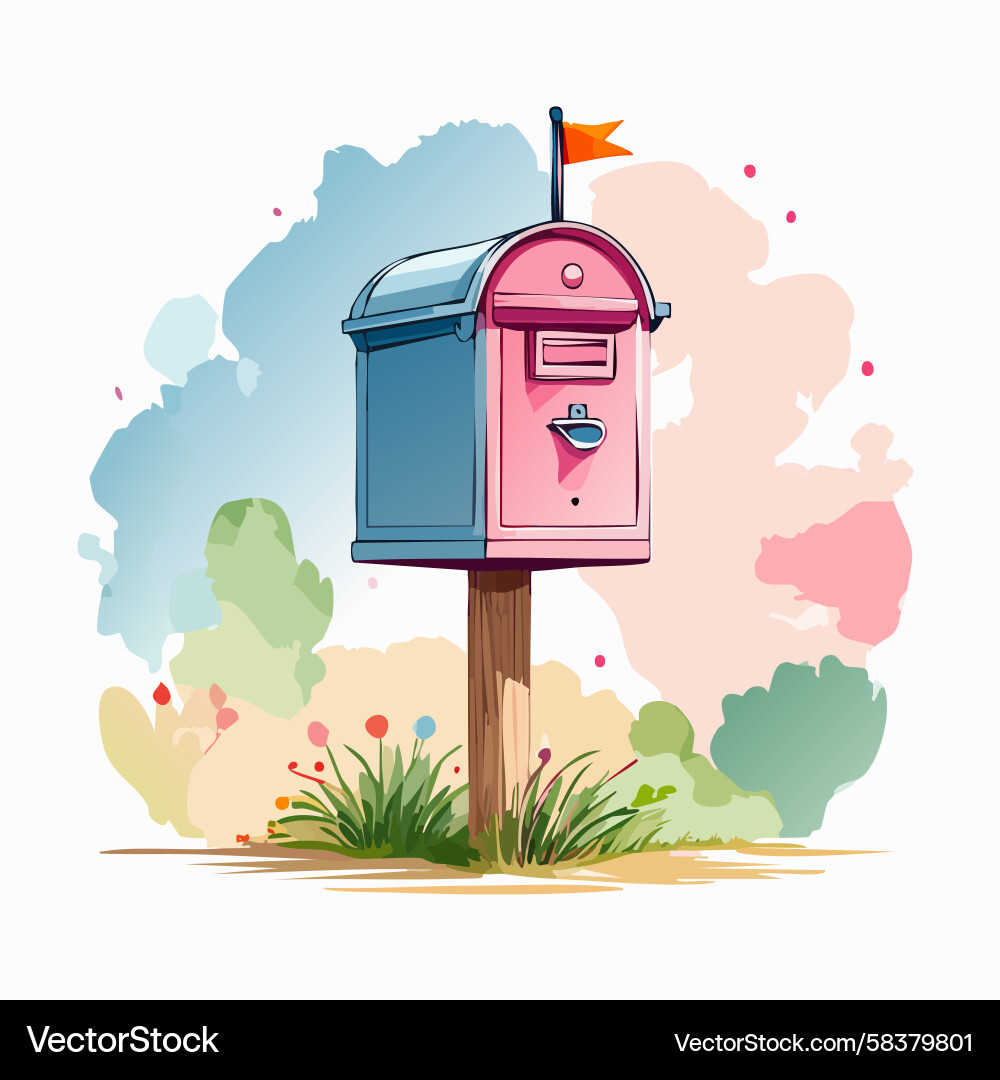 Charming Split-Color Mailbox Vector Image