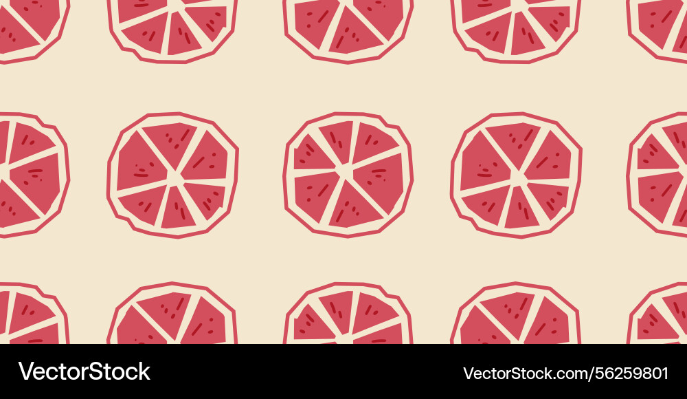 Grapefruit slices seamless pattern vector image
