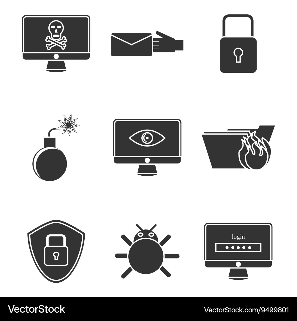 Hacking protection icon set vector image