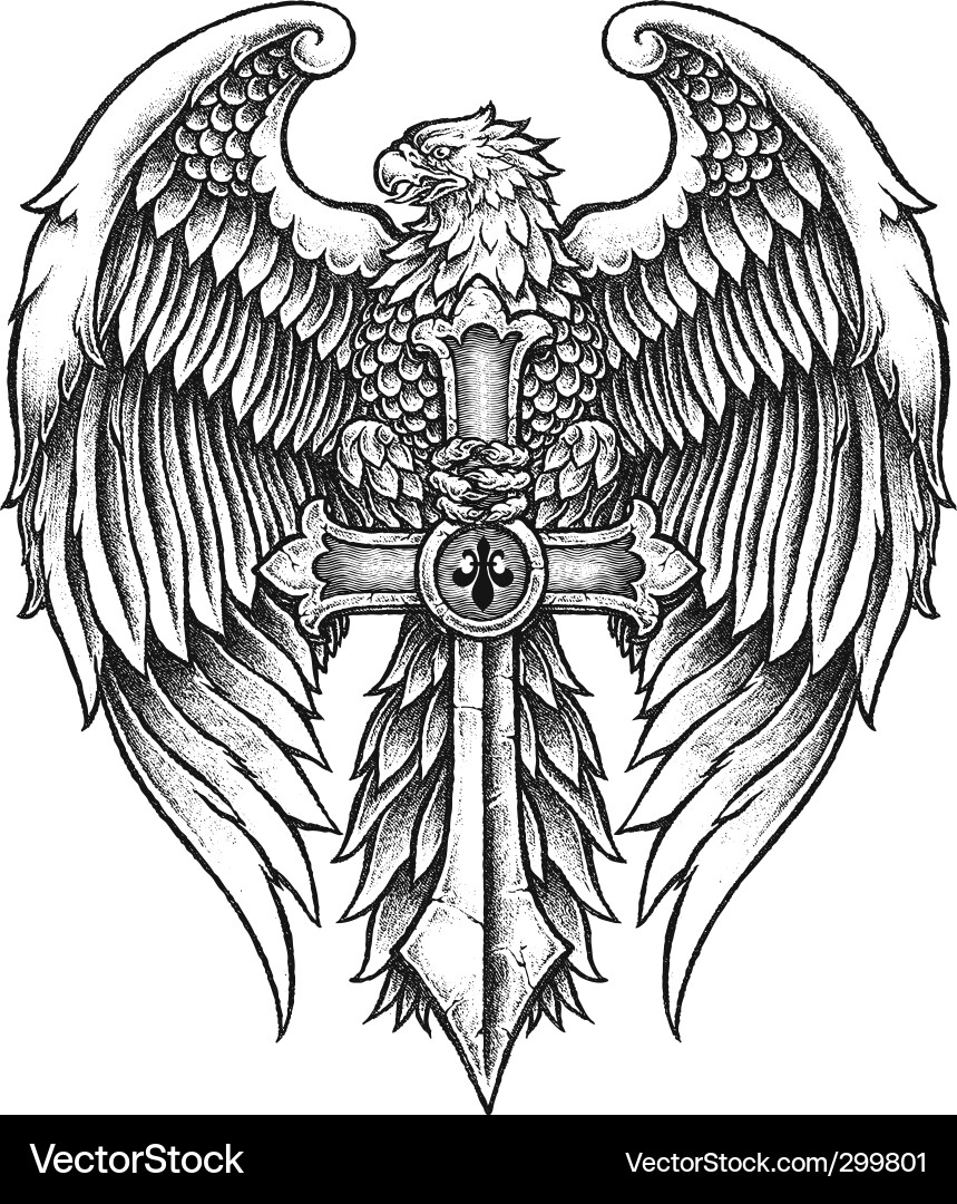 Heraldic Eagle with Sword Vector Image