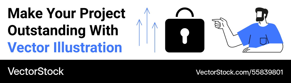 Man pointing at lock icon with arrows representing Vector Image