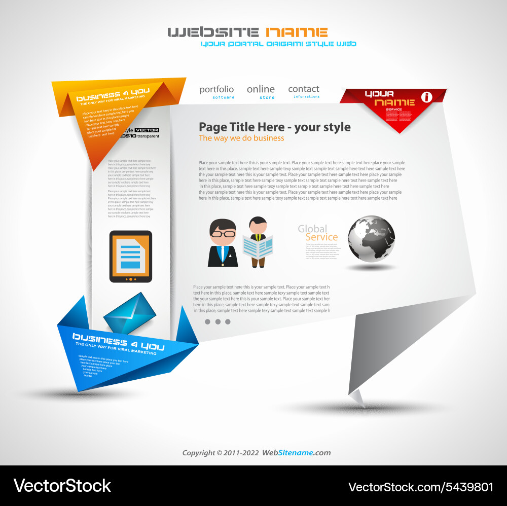 Origami style website ui ux template for a modern Vector Image
