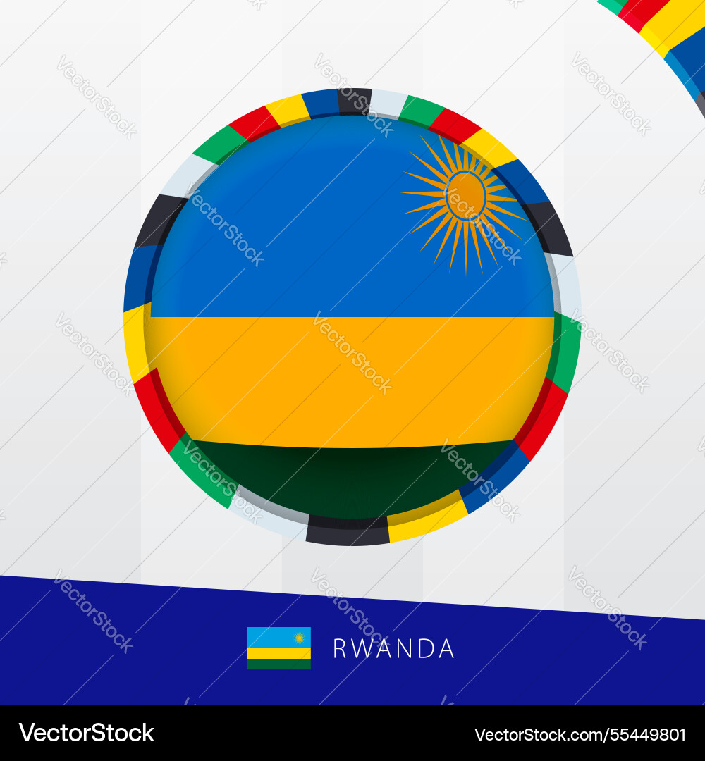 Rwanda flag with colorful circle border Vector Image