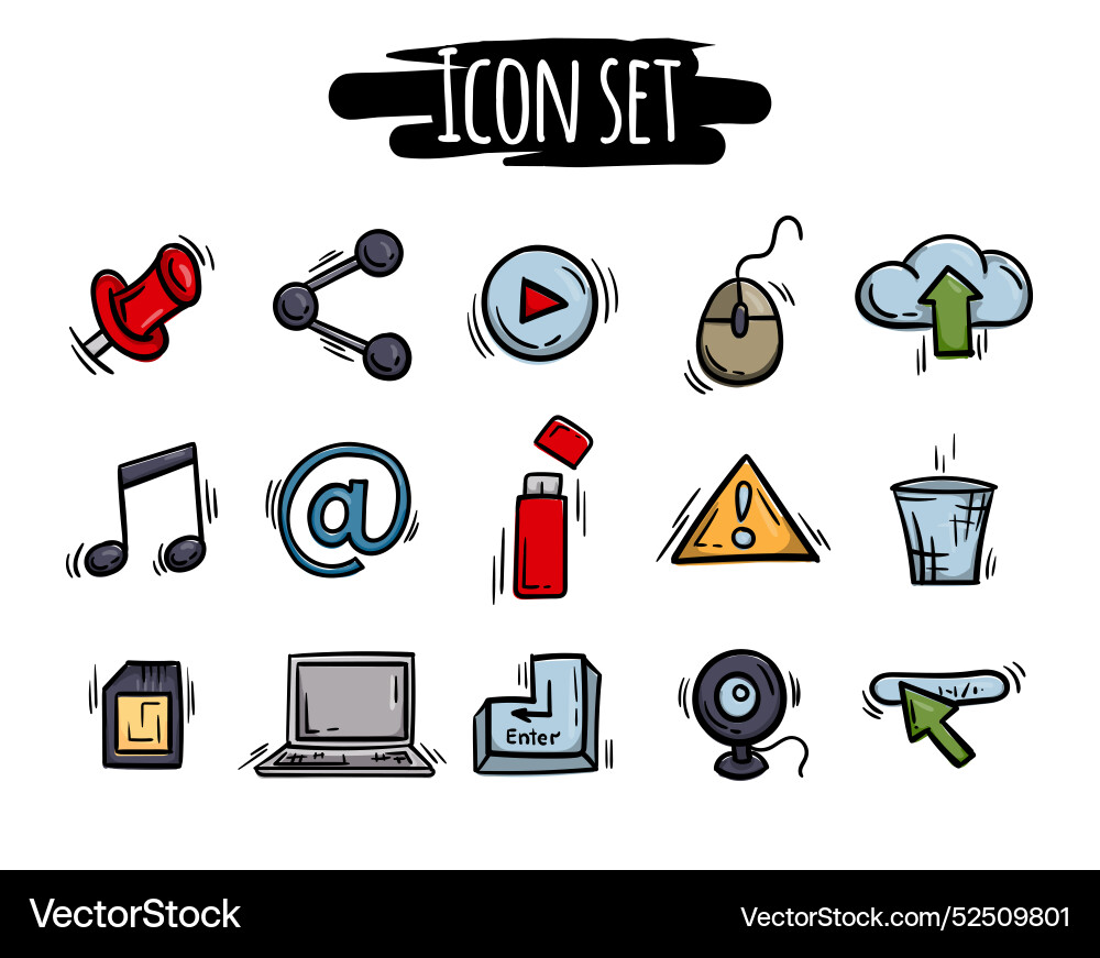 Set of icons internet computer users interface Set of icons internet computer users interface vector image