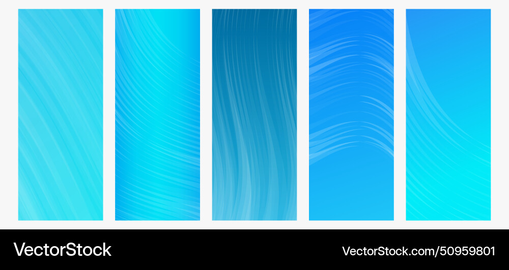 Set of modern gradient backgrounds with wave line vector image