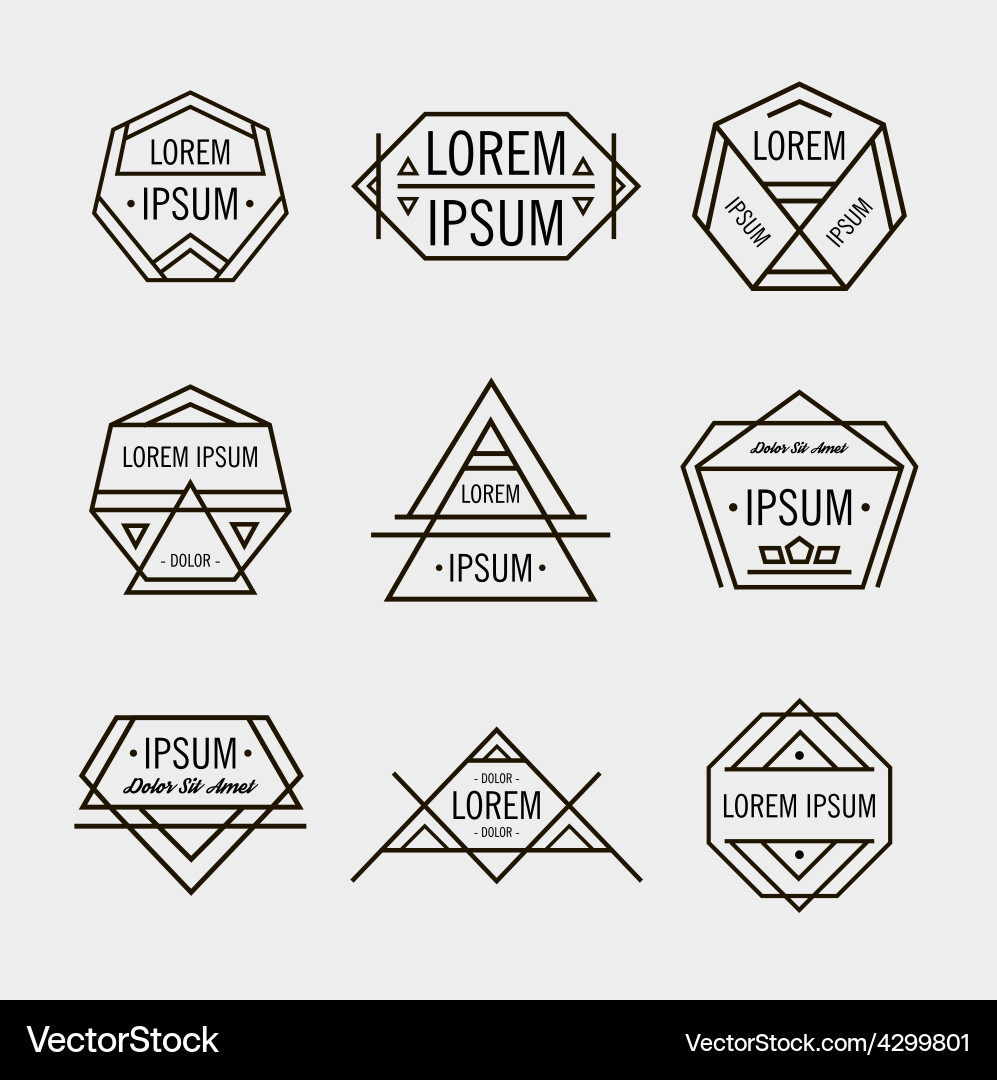 Set of retro line abstract hipster monochrome Vector Image