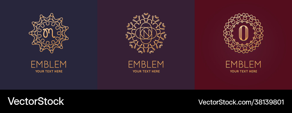 Set three simple and elegant monogram design vector image