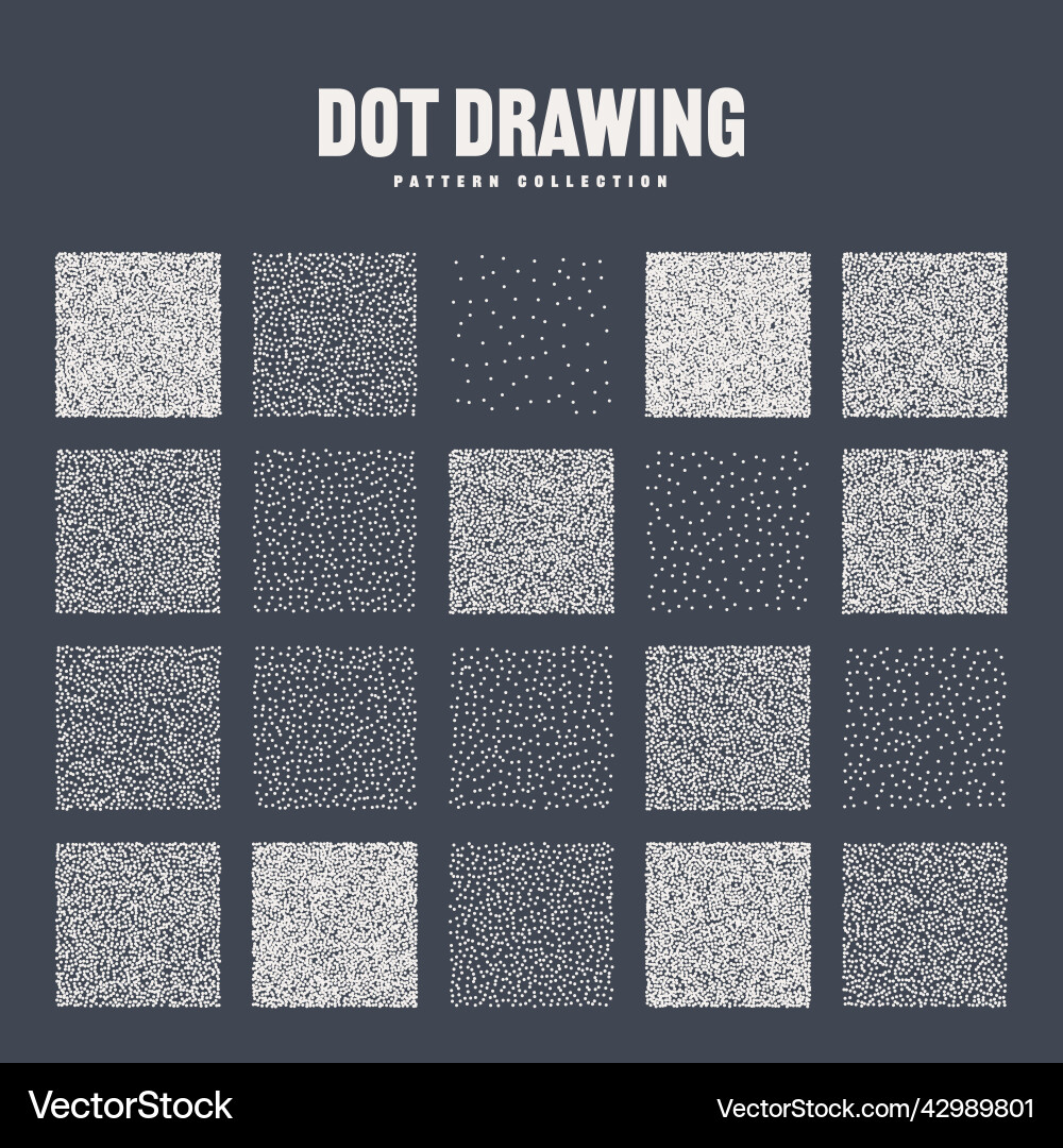 Square shaped dotted objects stipple elements Square shaped dotted objects stipple elements vector image