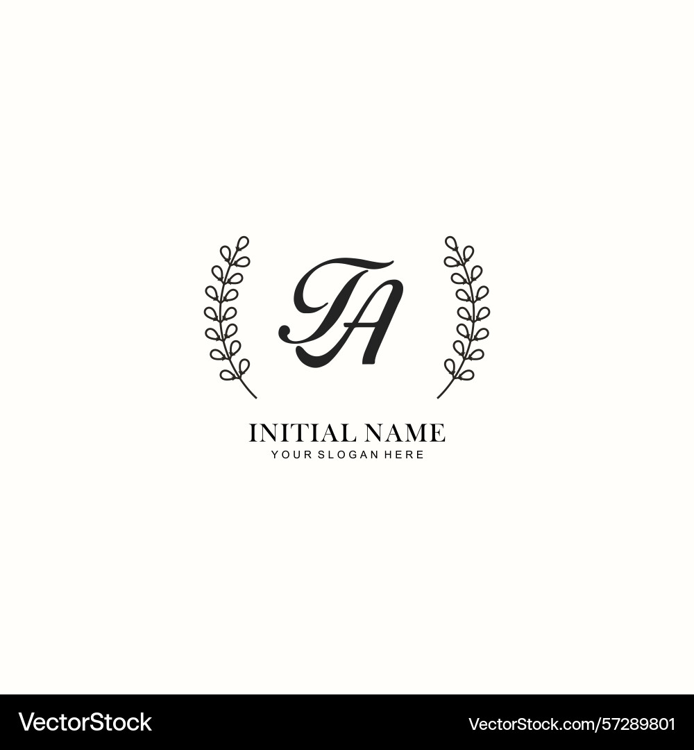 Ta initial logo templates with botanical elements Ta initial logo templates with botanical elements vector image