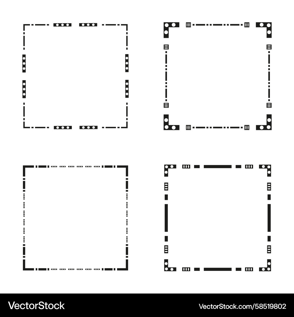 Black Linear Frame Border Dots & Dashes Vector Image