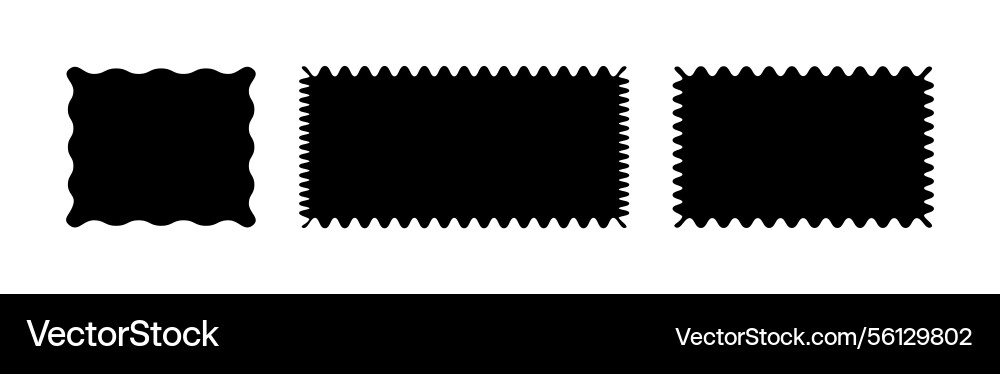 Black rectangular patterns with squiggly borders Black rectangular patterns with squiggly borders vector image