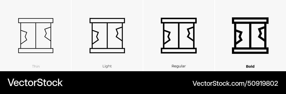 Broken window icon thin light regular and bold Vector Image