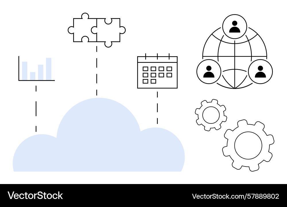 Cloud integration with data analytics global Cloud integration with data analytics global Vector Image