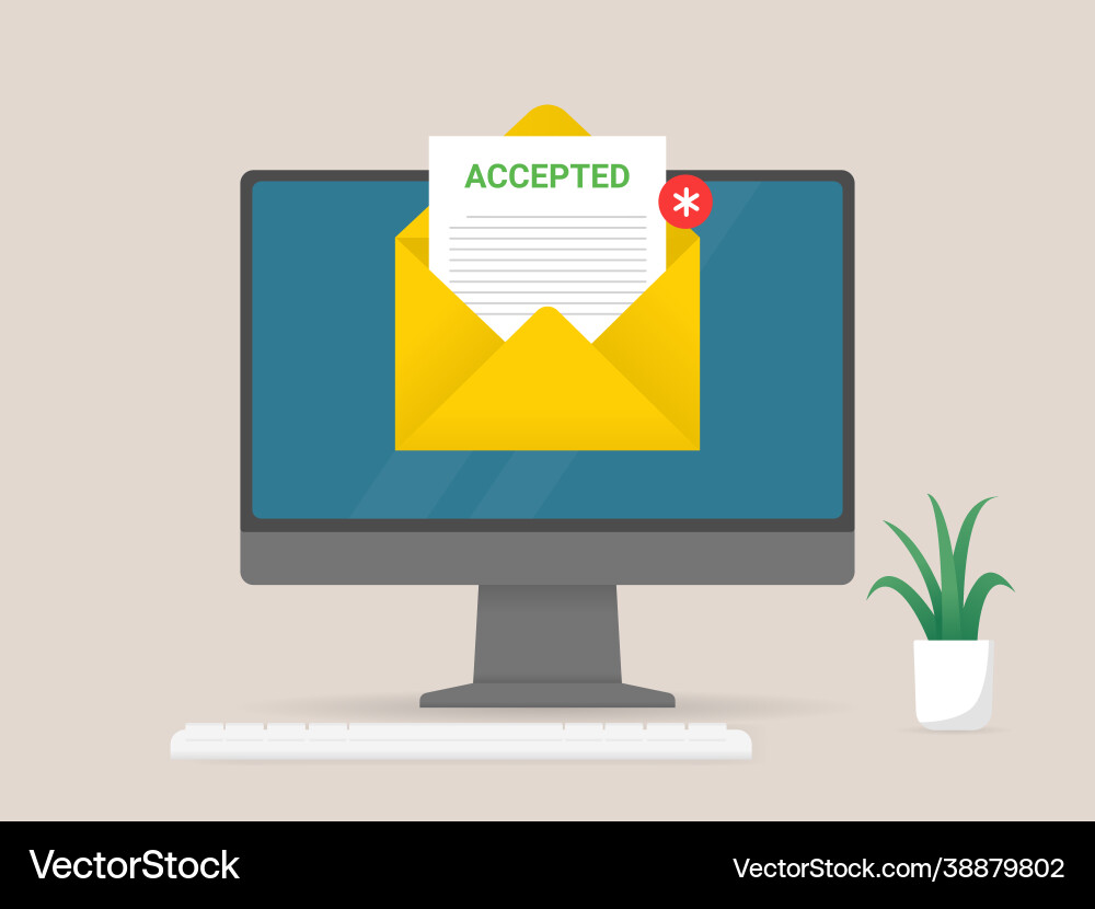 Computer with envelope and paper document Computer with envelope and paper document vector image
