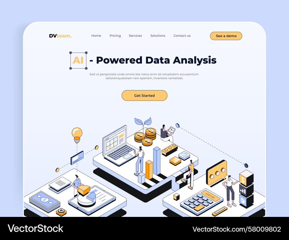 Data Analysis Isometric Template Vector Image