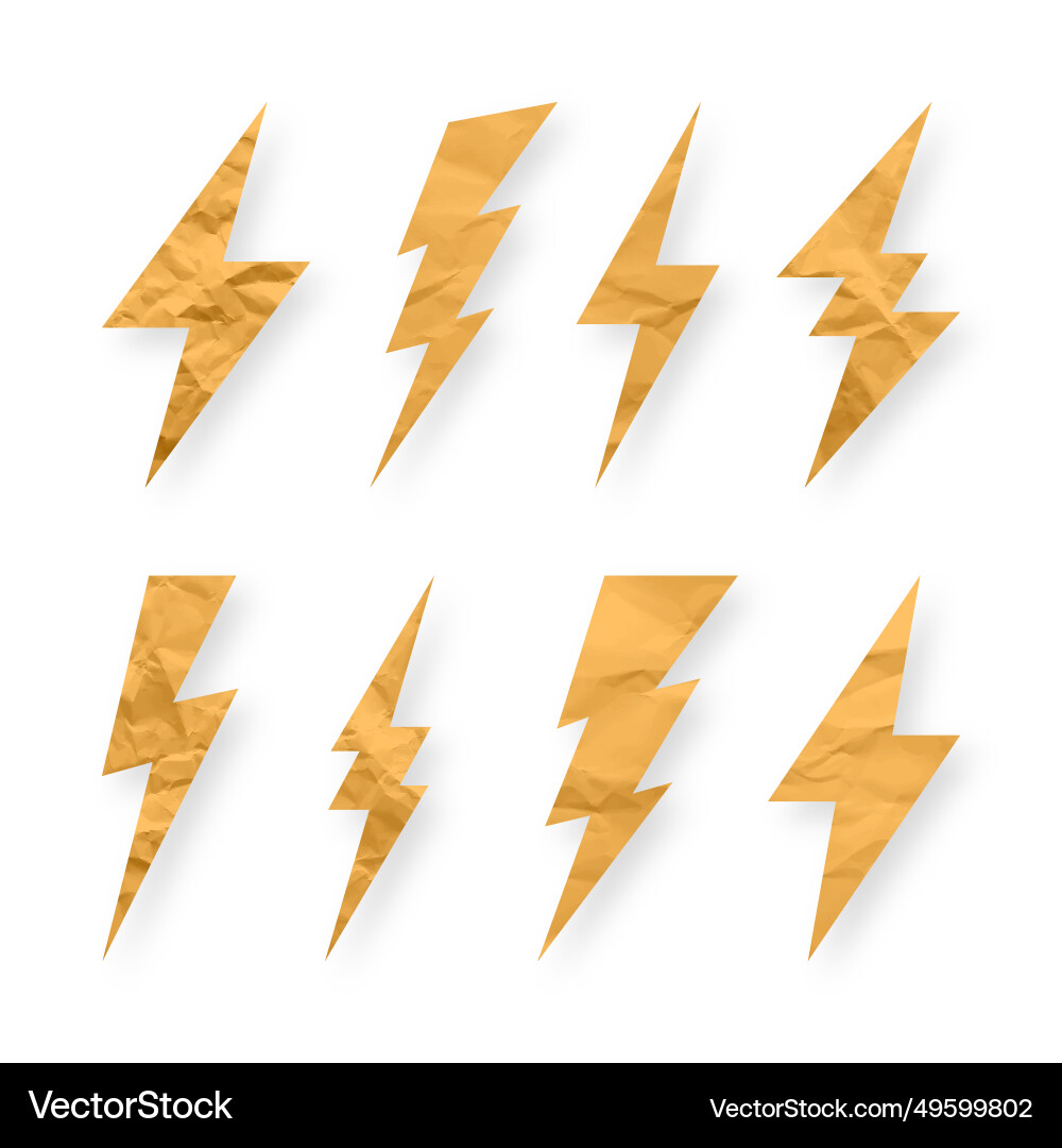 Lightning bolt crumpled paper texture cardboard vector image