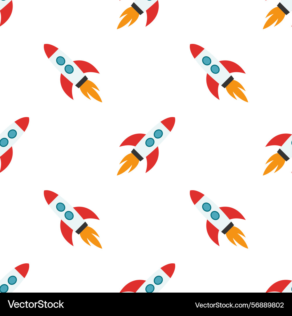 Seamless pattern of simple rockets representing vector image