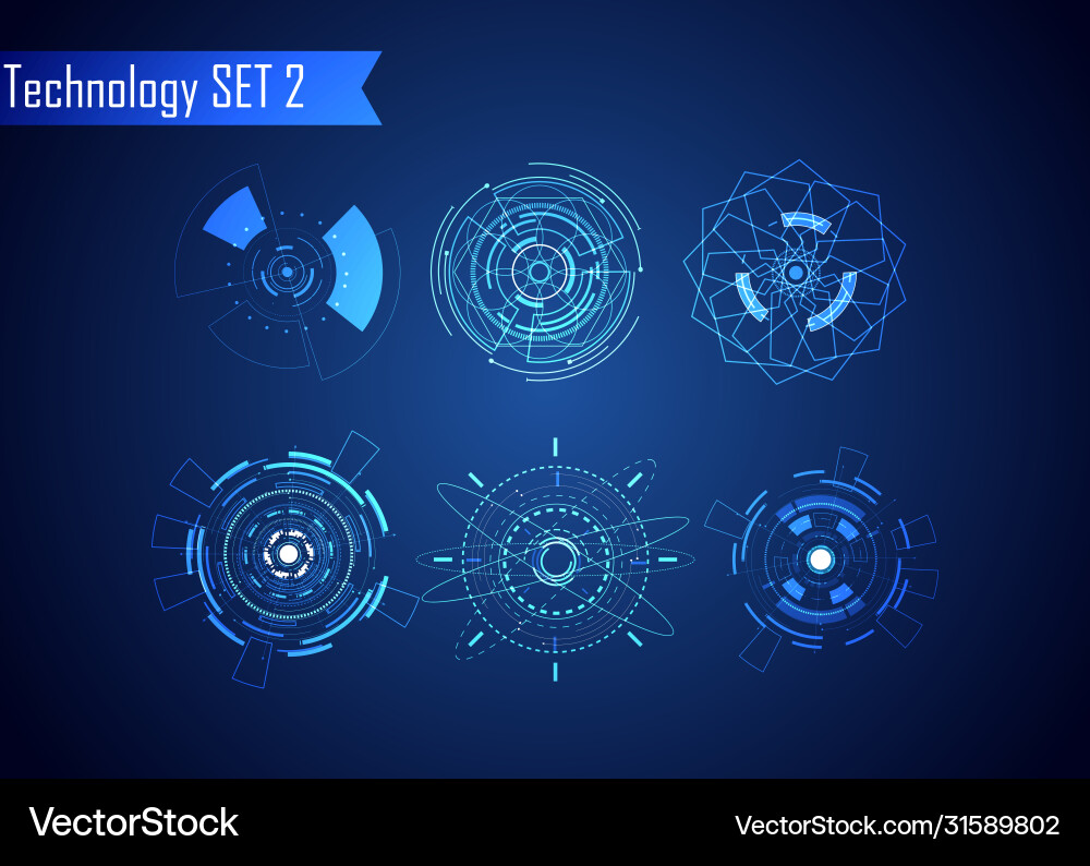 Set circle abstract digital technology ui Set circle abstract digital technology ui vector image