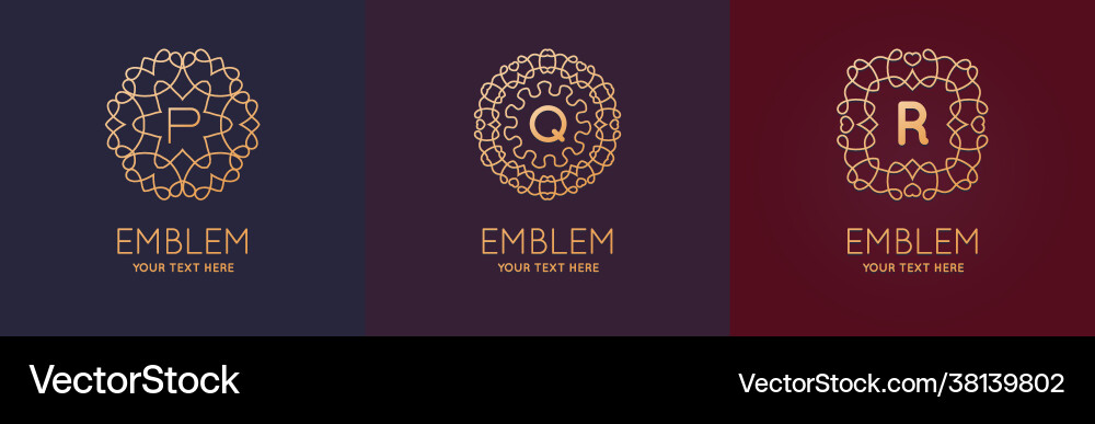 Set three simple and elegant monogram design Set three simple and elegant monogram design vector image
