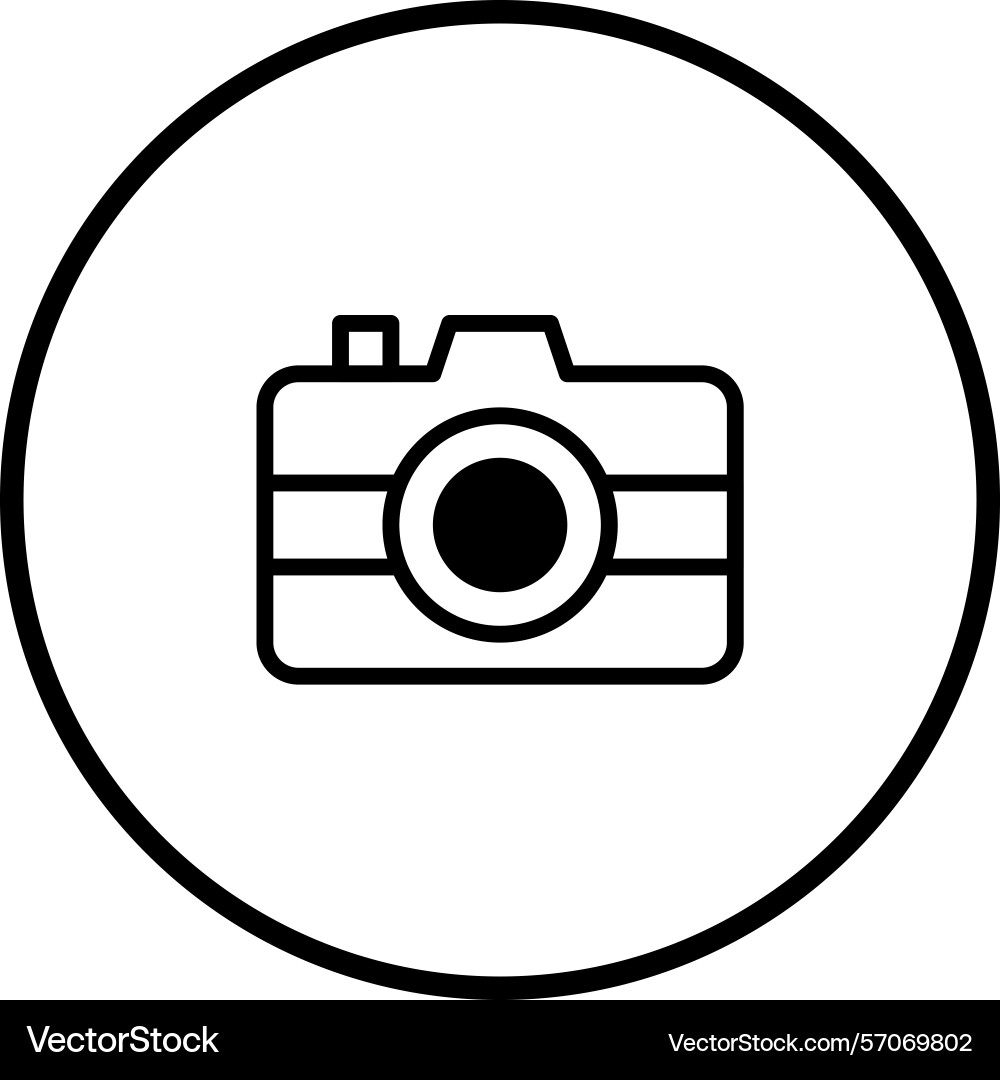 Simple camera icon inside circle representing Vector Image