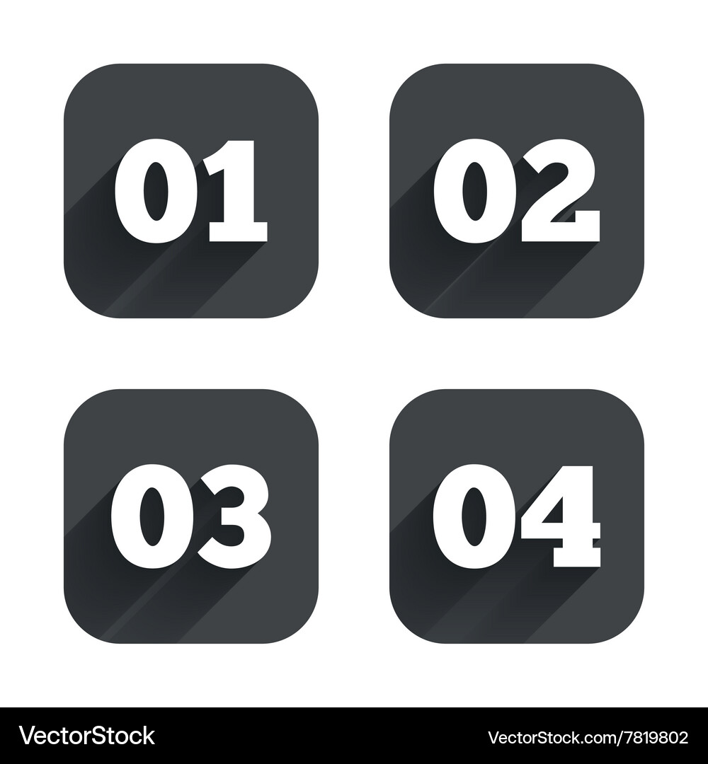 Step Icons: 1, 2, 3, 4 Sequence Vector Image
