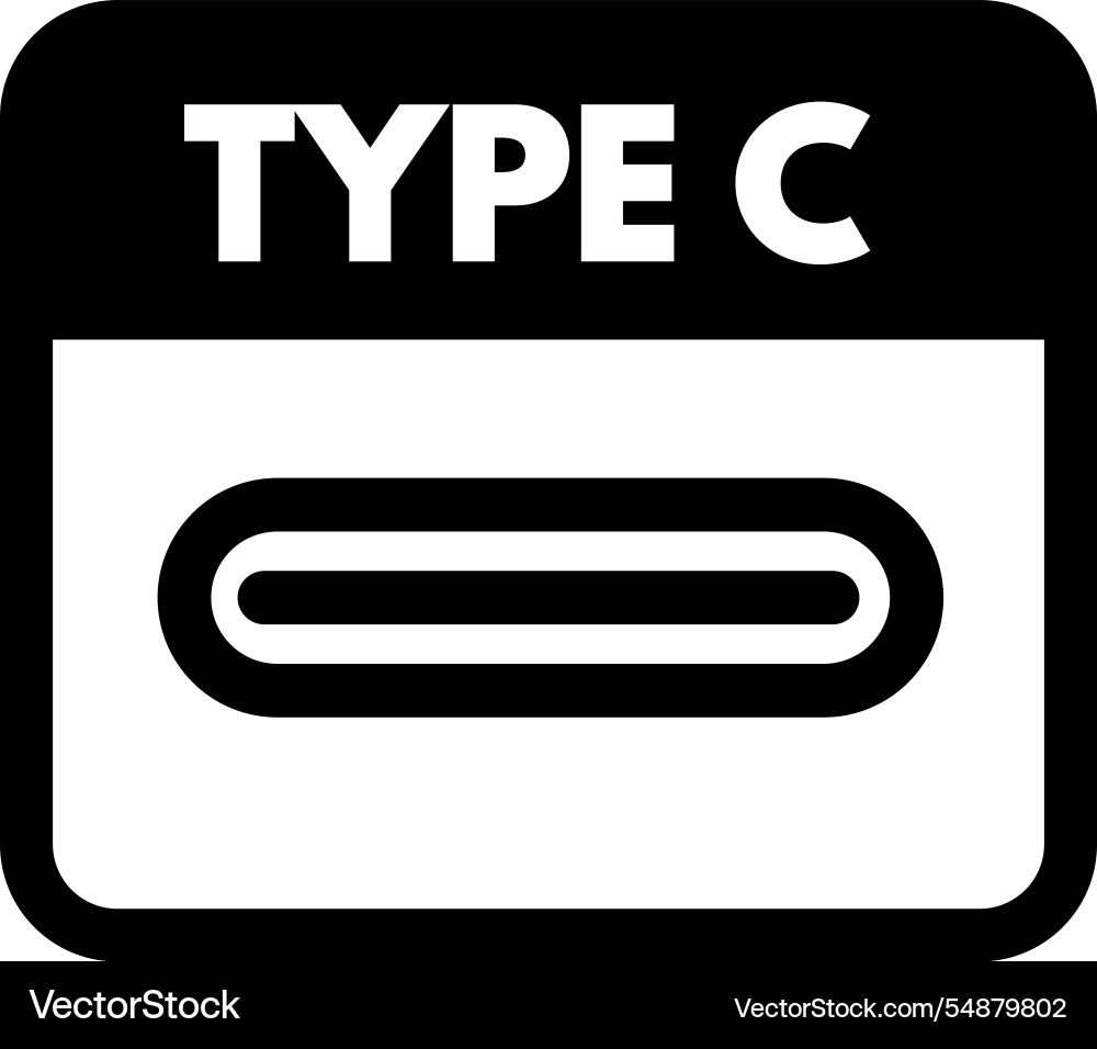 Usb type c connector designation - icon vector image