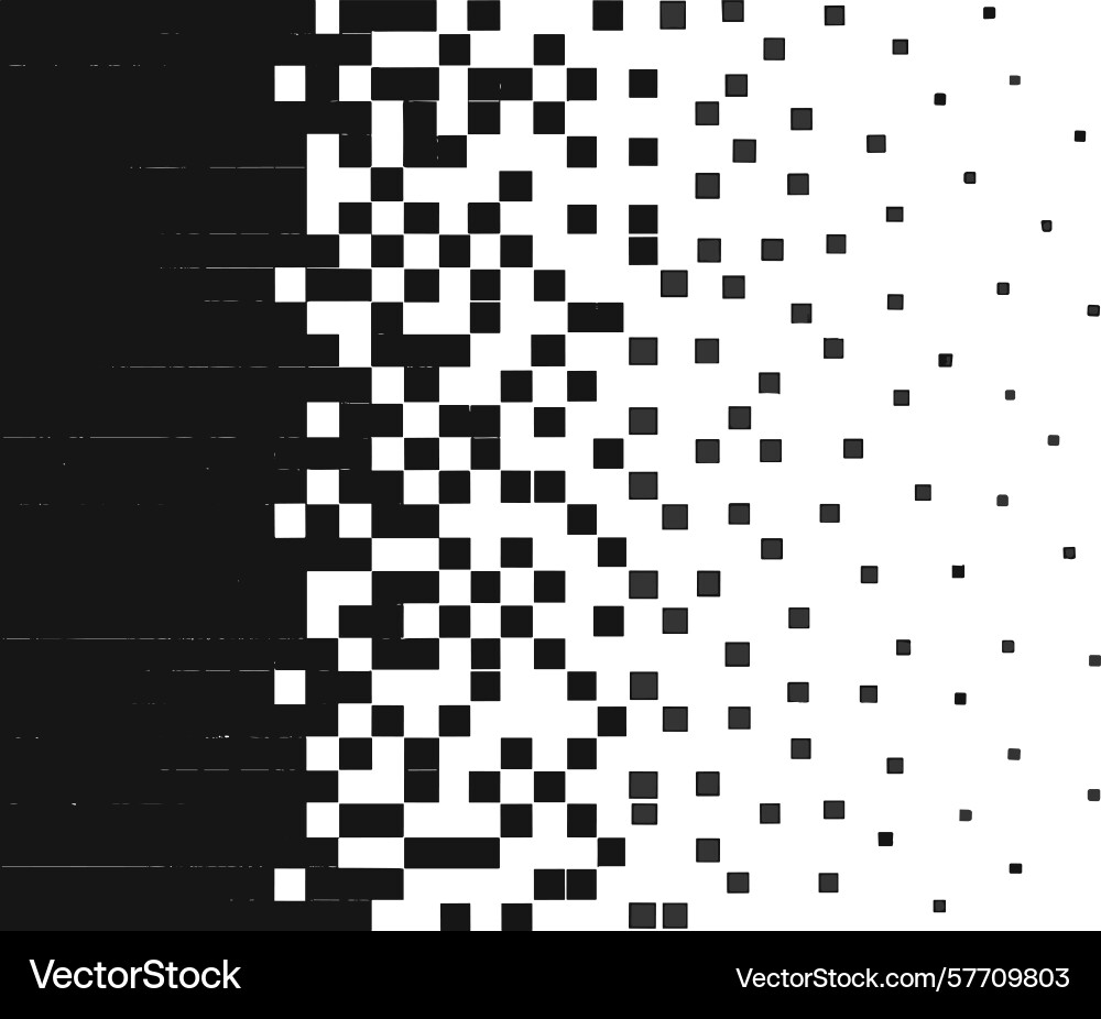 Black rectangular shape dissolving into scattered Black rectangular shape dissolving into scattered vector image