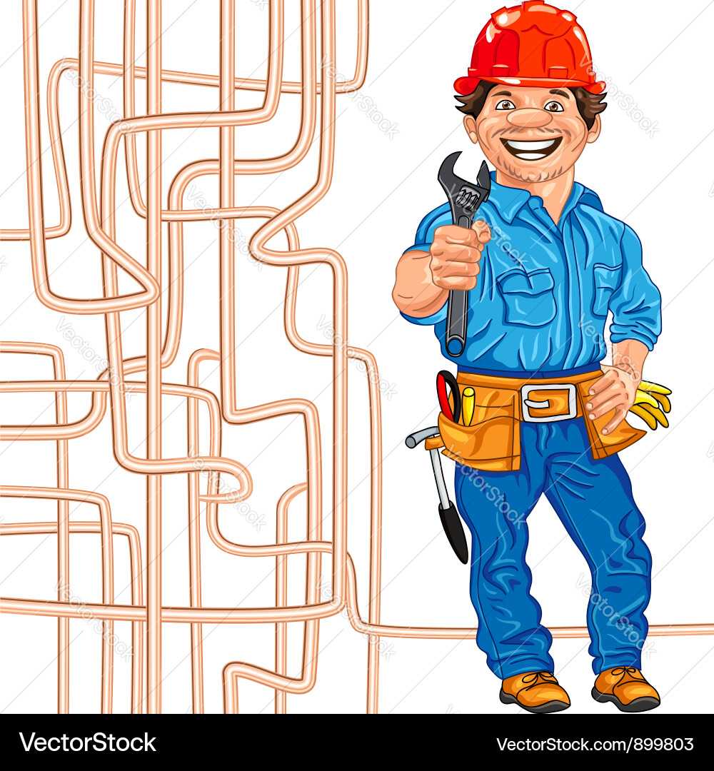Cheerful Plumber with Spanner Vector Image