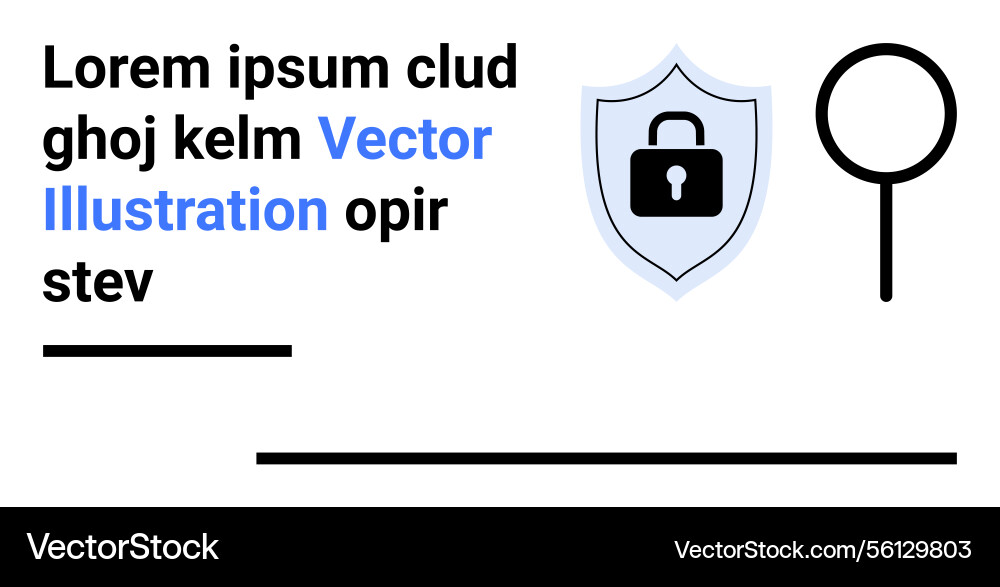 Cybersecurity shield with lock and magnifying Cybersecurity shield with lock and magnifying Vector Image