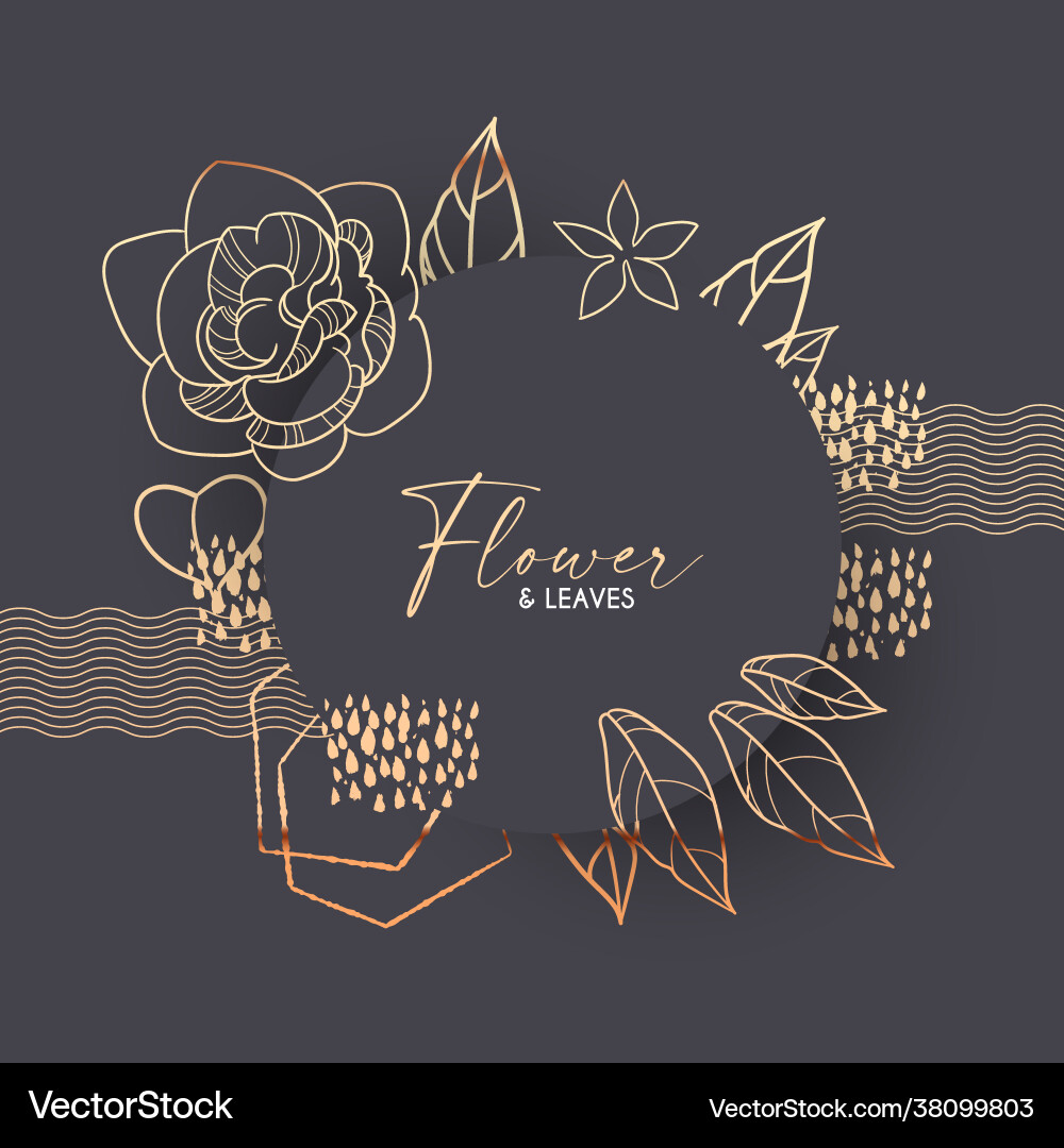 Elegant hand drawn gold flower art design trendy Elegant hand drawn gold flower art design trendy vector image