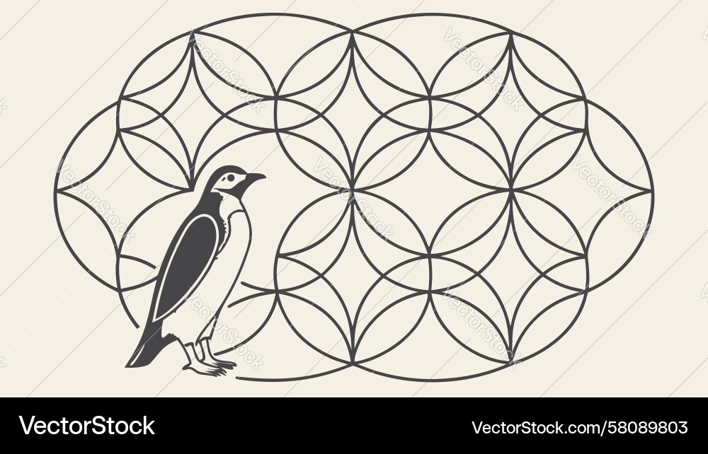 Geometric Circle Pattern with Bird Vector Image