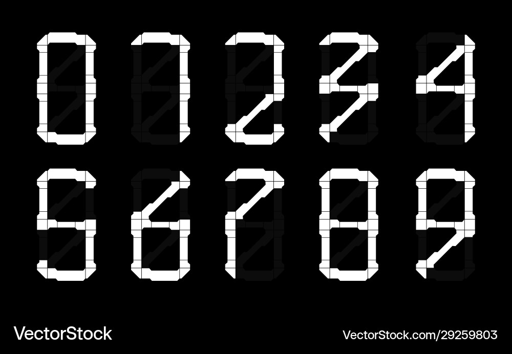 Hi-tech numbers from 0 to 9 in hud style vector image