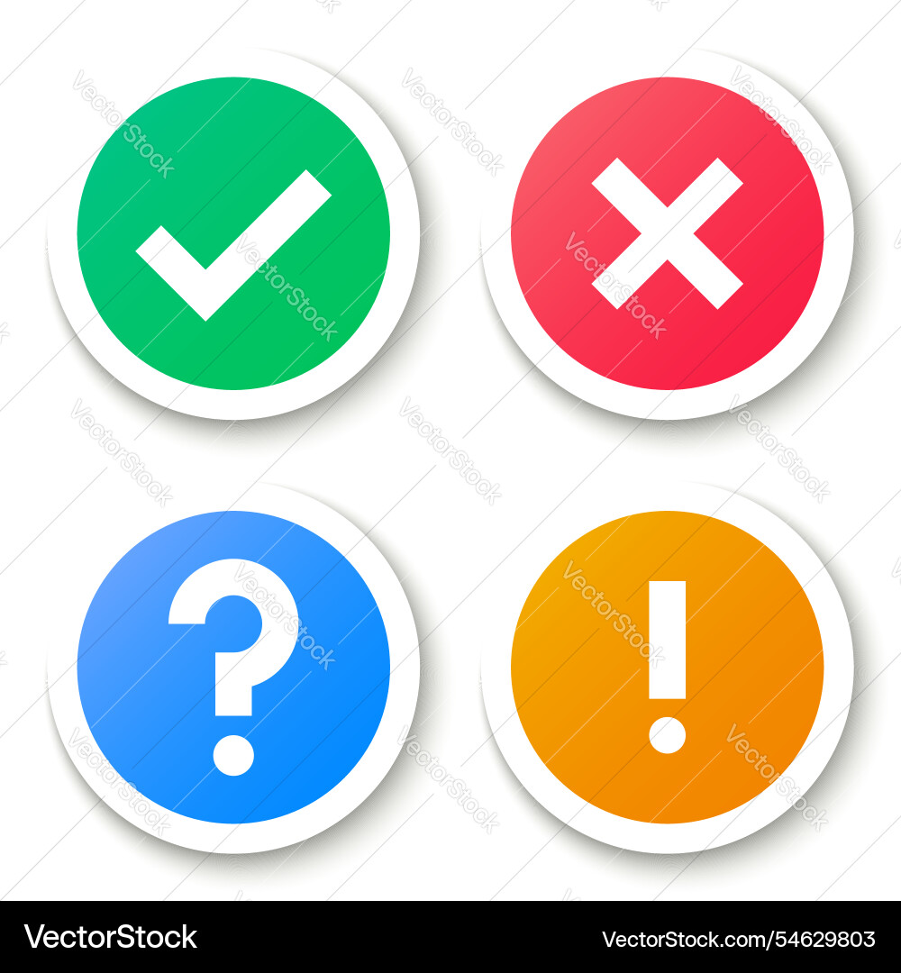 Set of check mark cross shape question Vector Image