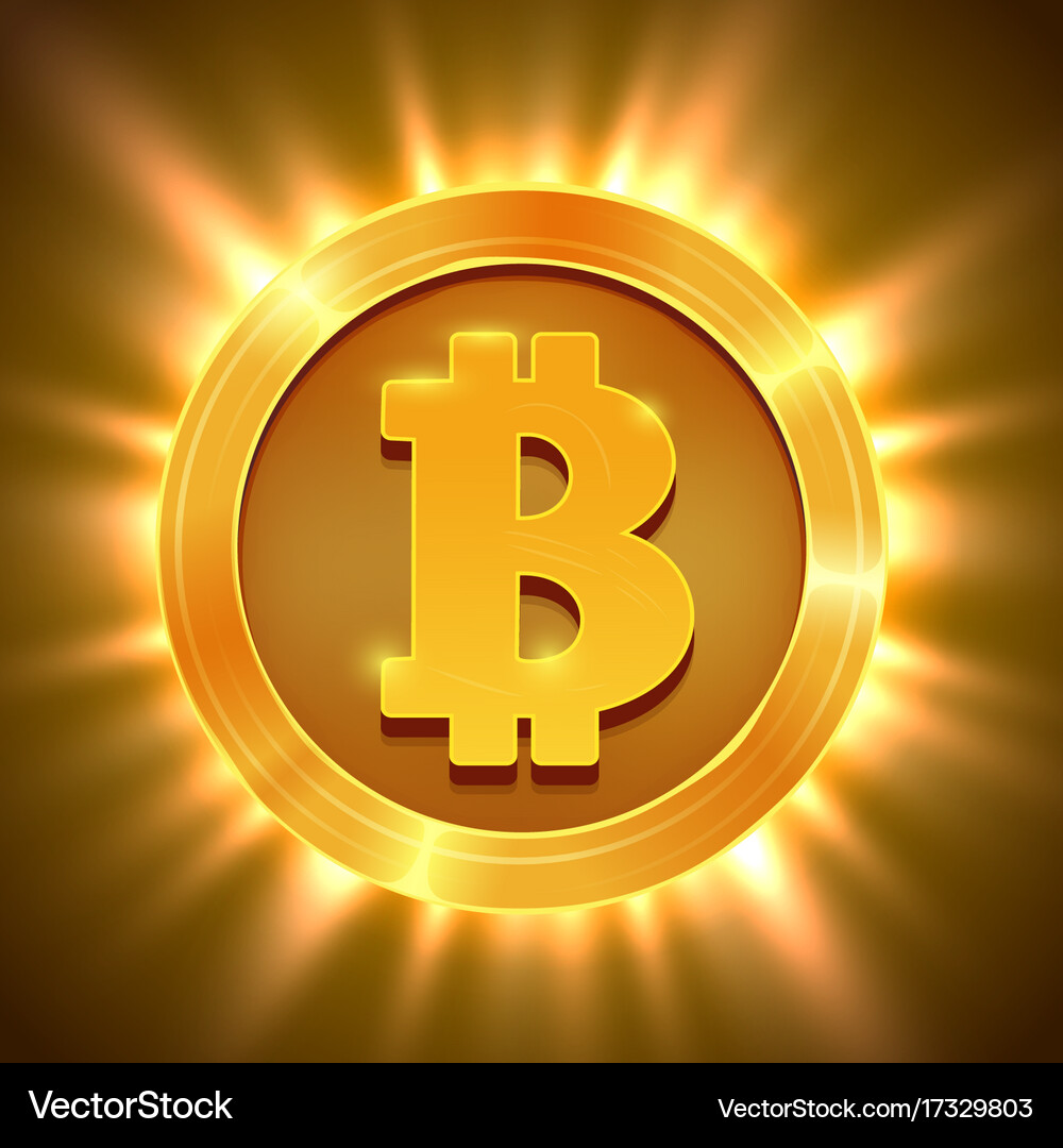Shiny golden bitcoin isolated on white blockchain – Royalty-Free Vector |  VectorStock