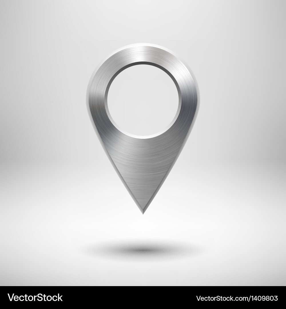 Technology map pointer button with metal texture Vector Image