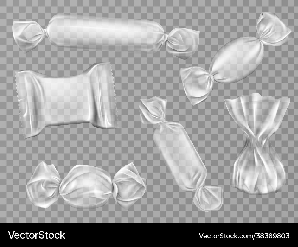 Transparent candy wrappers set isolated clip art Transparent candy wrappers set isolated clip art vector image