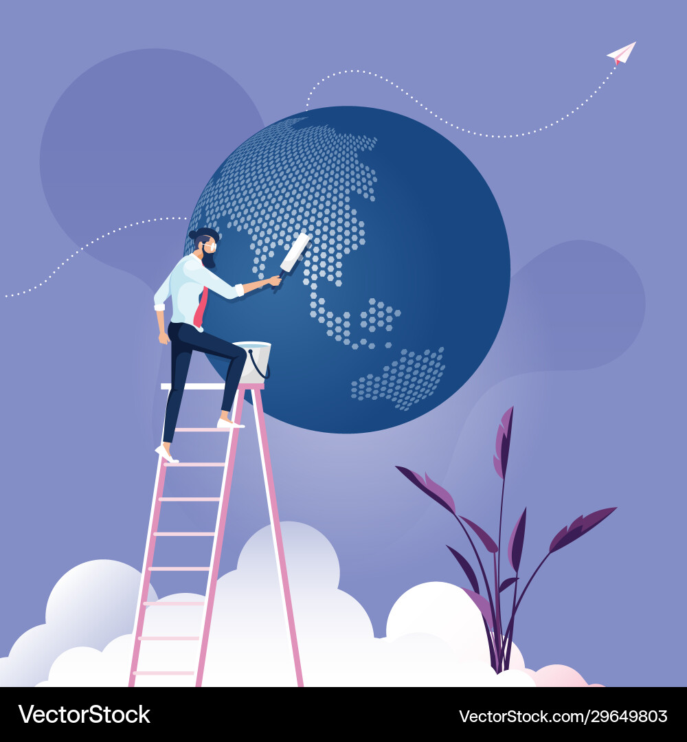 Unternehmer aufräumen Welt Unternehmer aufräumen Welt vektorbild