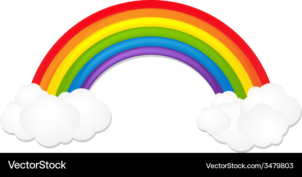 Vibrant Rainbow With Clouds Royalty Free Vector Image