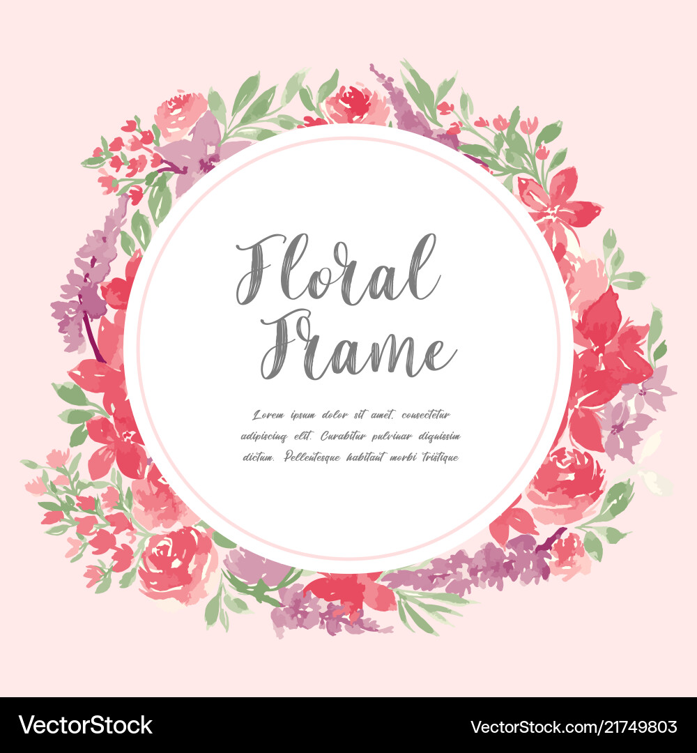 Watercolor floral frame beautiful wreath vector image