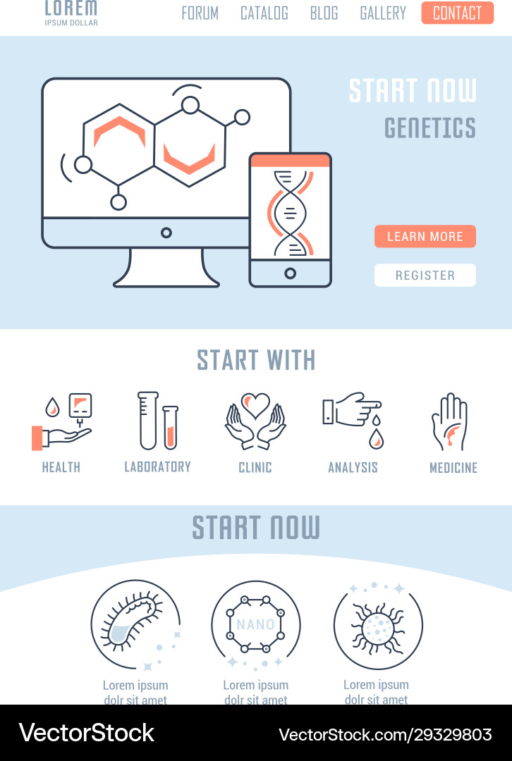 Website banner and landing page genetics Website banner and landing page genetics vector image